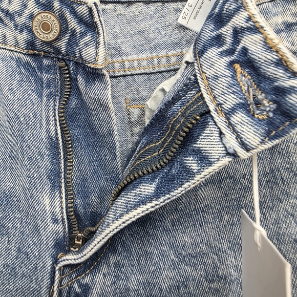 Kancan Acid Wash Distressed Ankle Side Slit High Rise Jeans Raw Hem Size 3 New - Picture 4 of 10